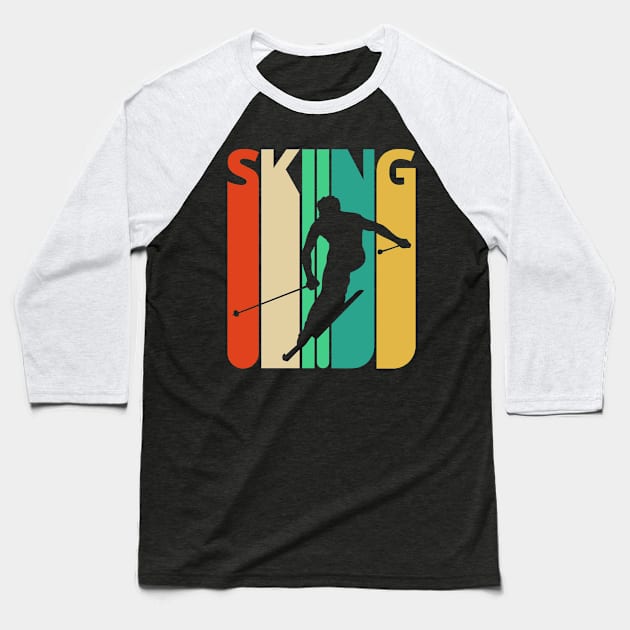 skiing Silhouette, retro design. Baseball T-Shirt by MadebyTigger